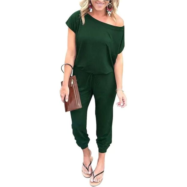 Plus Size Off-Shoulder Romper – Comfy Summer Jumpsuit