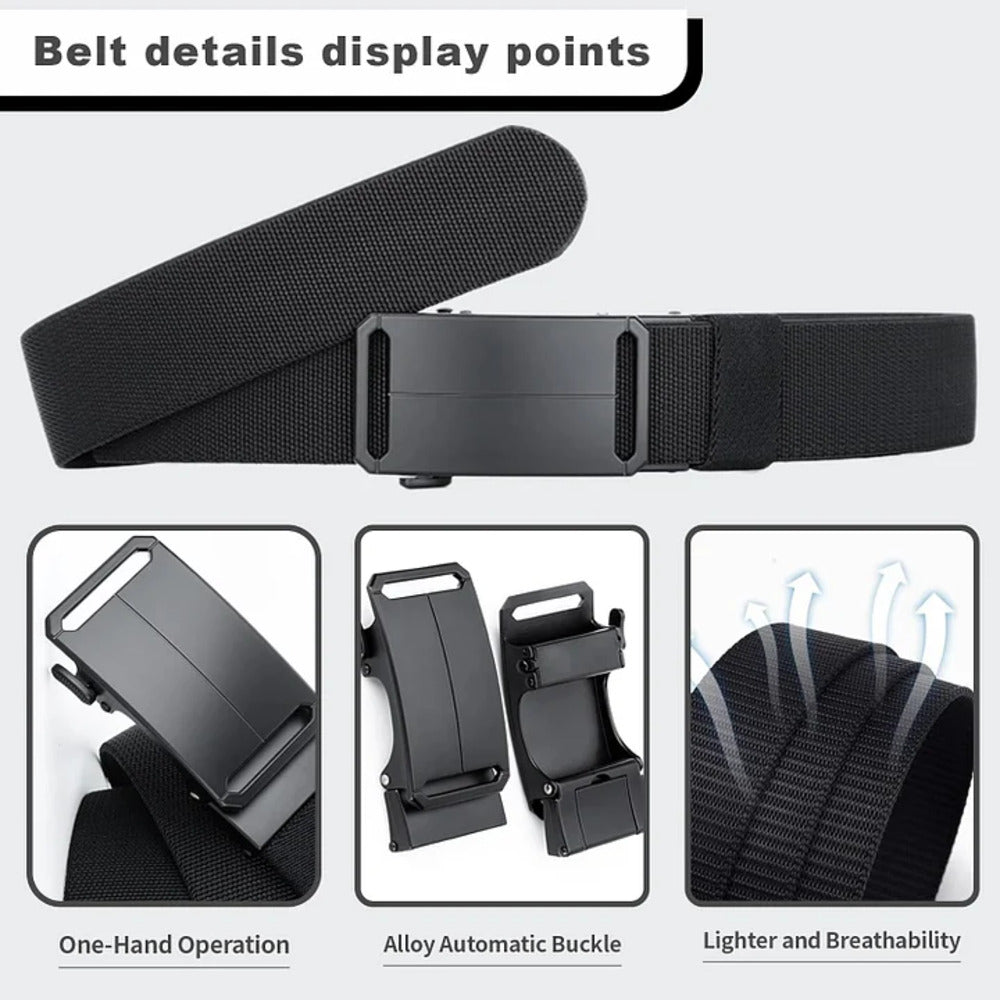 Stretch-Fit Tactical Belt – Ultra-Light Ratchet Web Belt for Outdoor, Work & EDC