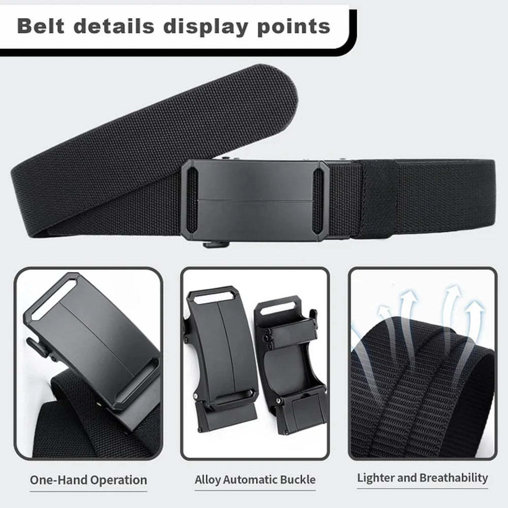 Stretch-Fit Tactical Belt – Ultra-Light Ratchet Web Belt for Outdoor, Work & EDC