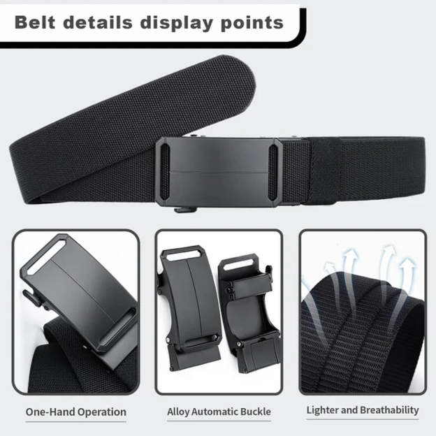 Stretch-Fit Tactical Belt – Ultra-Light Ratchet Web Belt for Outdoor, Work & EDC