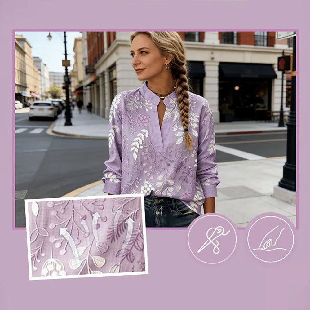 The Stand Collar Floral Blouse
