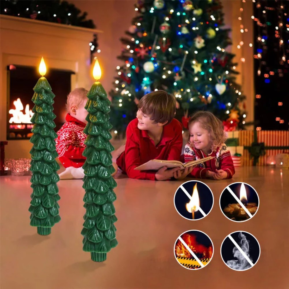 Christmas Tree LED Taper Candles Flickering with Remote Timer