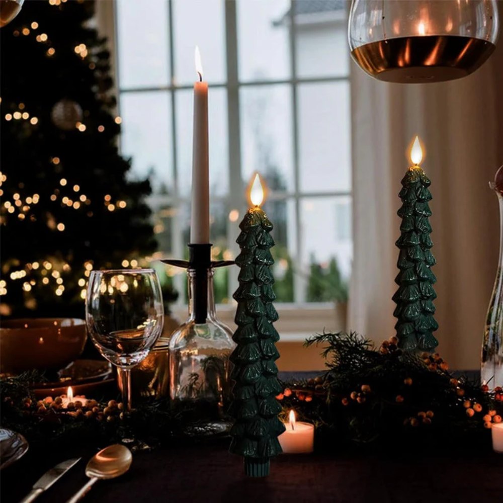 Christmas Tree LED Taper Candles Flickering with Remote Timer