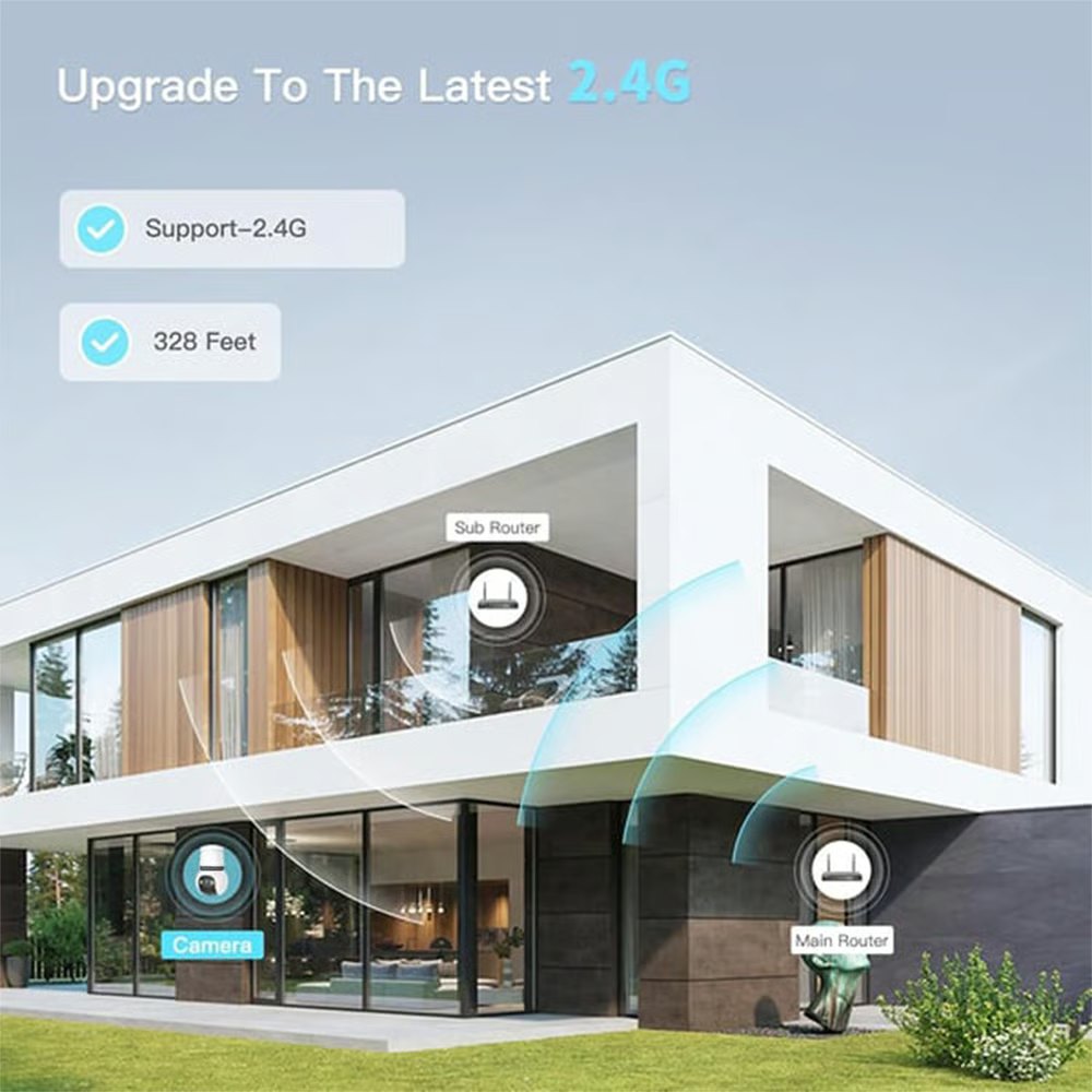 2MP Light Bulb Security Camera 2.4GHz Wireless Outdoor Indoor Camera with Night Vision