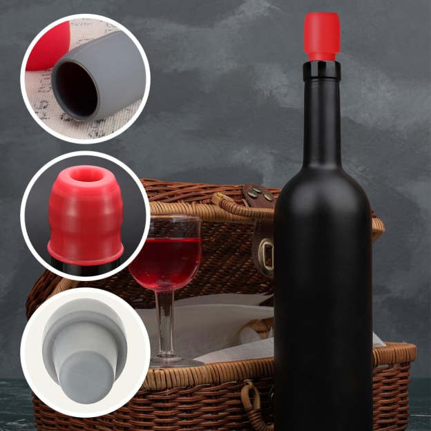 Silicone Wine Stoppers - Reusable Sparkling Wine Bottle Stopper