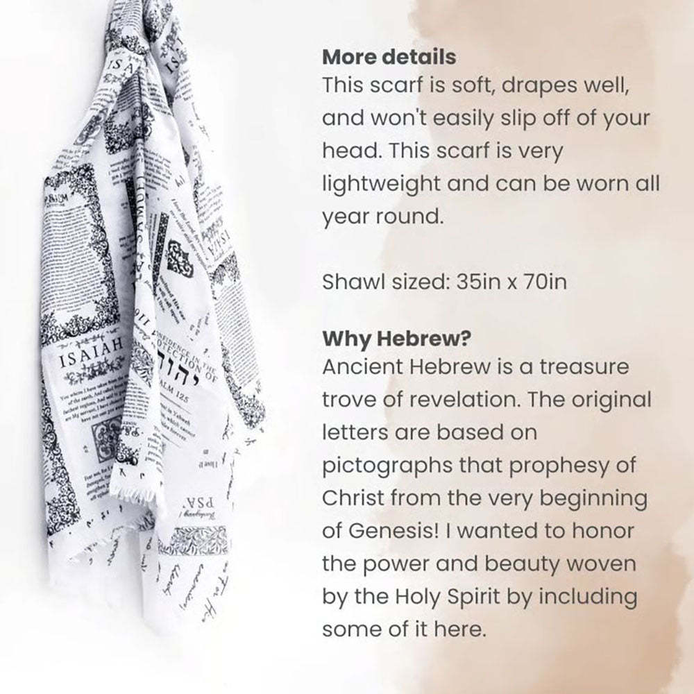 Handcrafted Christian Prayer Shawl: Protection Bible Verse Scarf, Yeshua Scripture Wrap