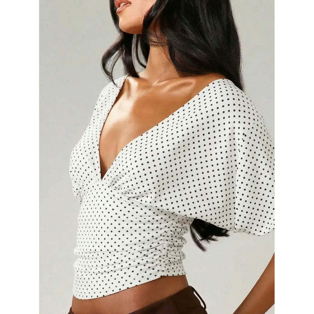 Women’s V-Neck Backless Bodycon Top – Slim Fit Sexy Summer Tee