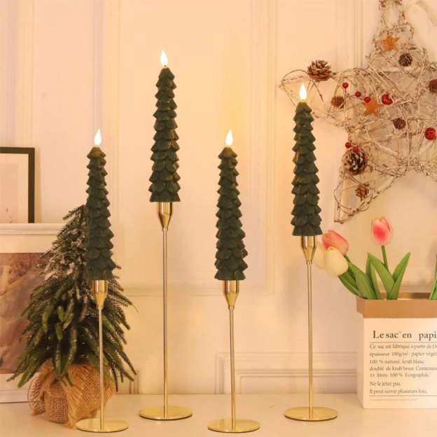 Christmas Tree LED Taper Candles Flickering with Remote Timer