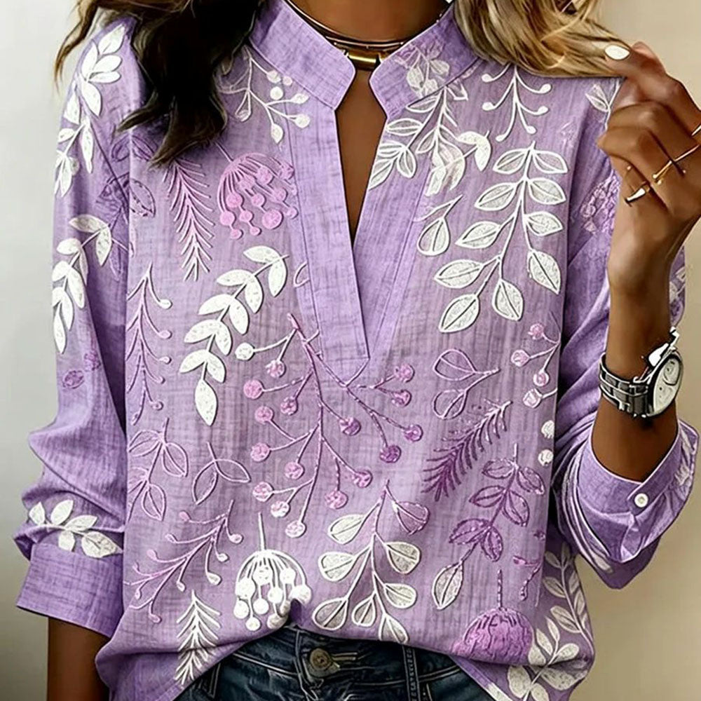 The Stand Collar Floral Blouse