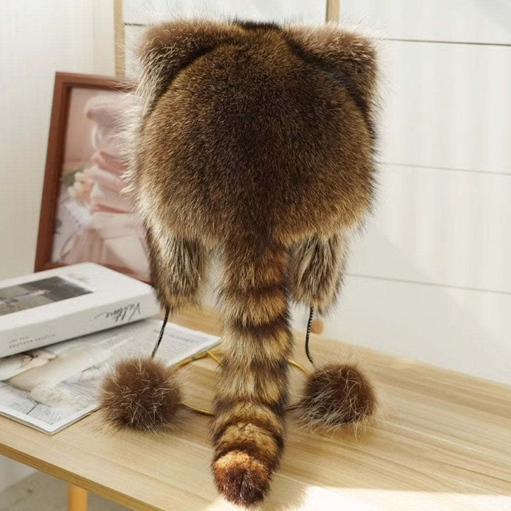 Winter Cute Raccoon Plush Hats