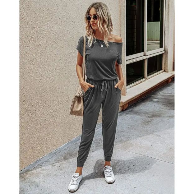 Plus Size Off-Shoulder Romper – Comfy Summer Jumpsuit