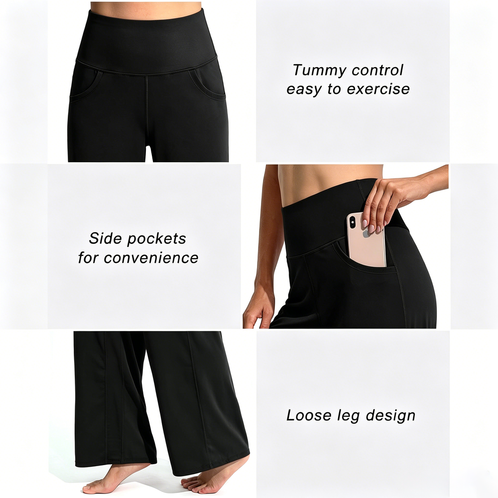 Wide Leg Pants Woman Yoga Pants with Pockets Stretch Loose Casual Lounge Sweatpants