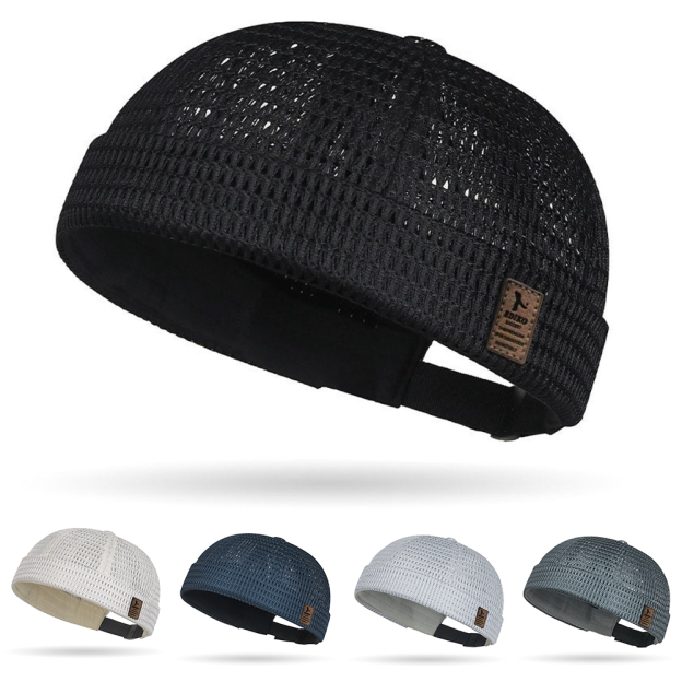 Men’s Breathable Brimless Docker Hat – Lightweight Mesh Skull Cap for Summer Outdoor Wear