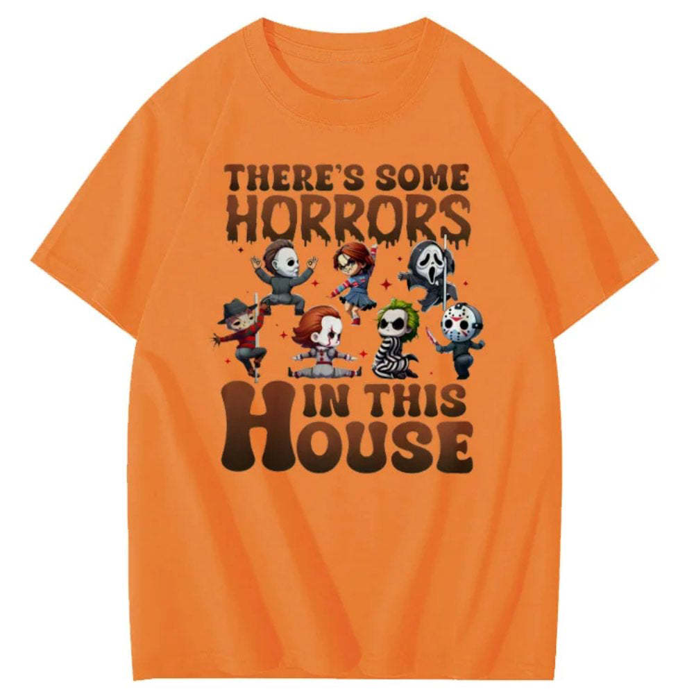 There's Some Horros In This House Pattern Print  T-Shirt