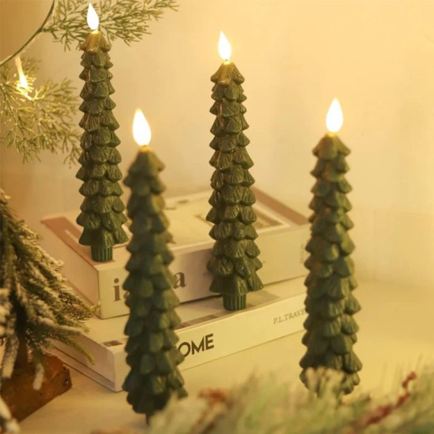 Christmas Tree LED Taper Candles Flickering with Remote Timer