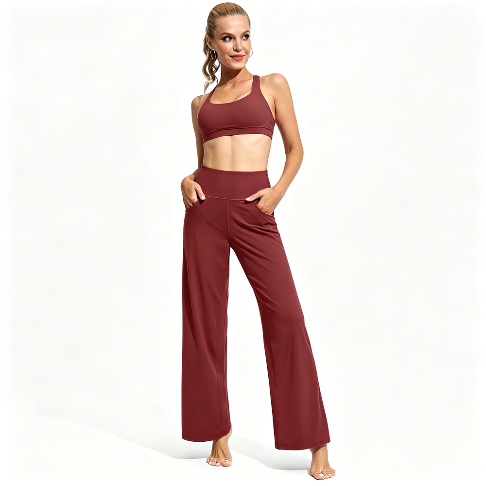 Wide Leg Pants Woman Yoga Pants with Pockets Stretch Loose Casual Lounge Sweatpants