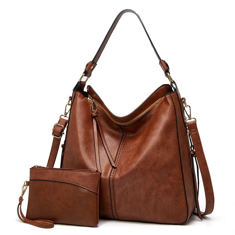 Luxury Leather Hobo Anti-Theft Handbag + FREE Pouch Wallet