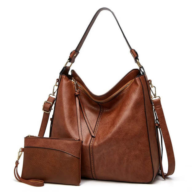 Luxury Leather Hobo Anti-Theft Handbag + FREE Pouch Wallet