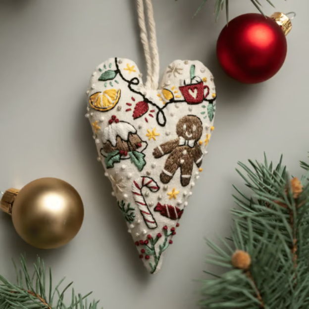 💖DIY Heart Shaped Hand Embroidered Christmas Finished product/DIY material kit