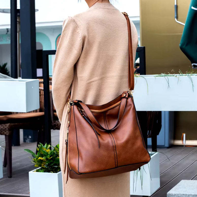 Luxury Leather Hobo Anti-Theft Handbag + FREE Pouch Wallet