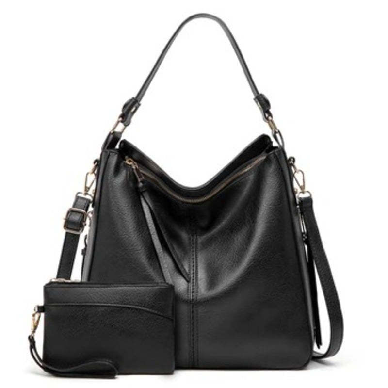 Luxury Leather Hobo Anti-Theft Handbag + FREE Pouch Wallet