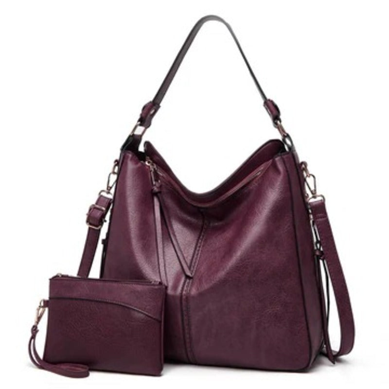 Luxury Leather Hobo Anti-Theft Handbag + FREE Pouch Wallet