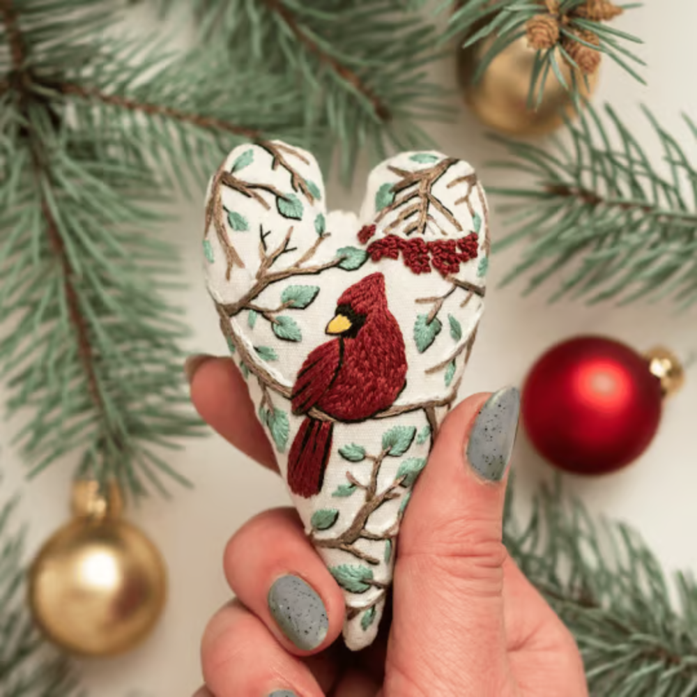 💖DIY Heart Shaped Hand Embroidered Christmas Finished product/DIY material kit