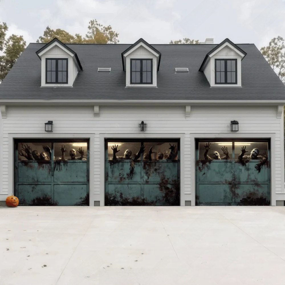 Zombie Breach Halloween Garage Door Covers D453