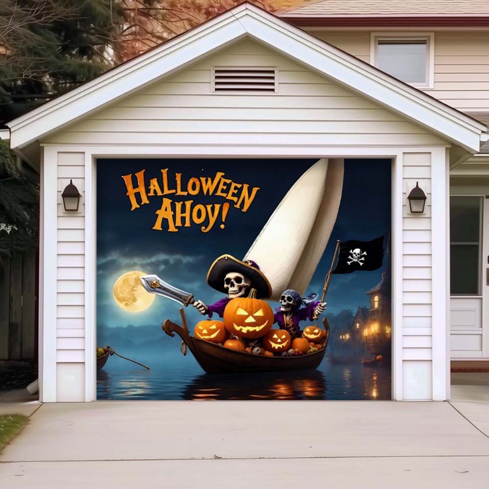 Pumpkin Pirates Halloween Garage Door Covers D466