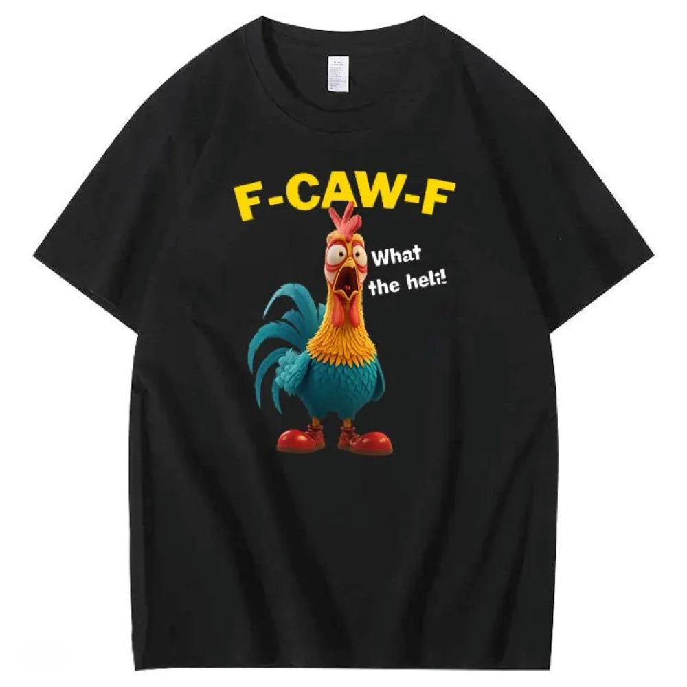 F-Caw-F What The Heli Crazy Chicken Pattern T-Shirt