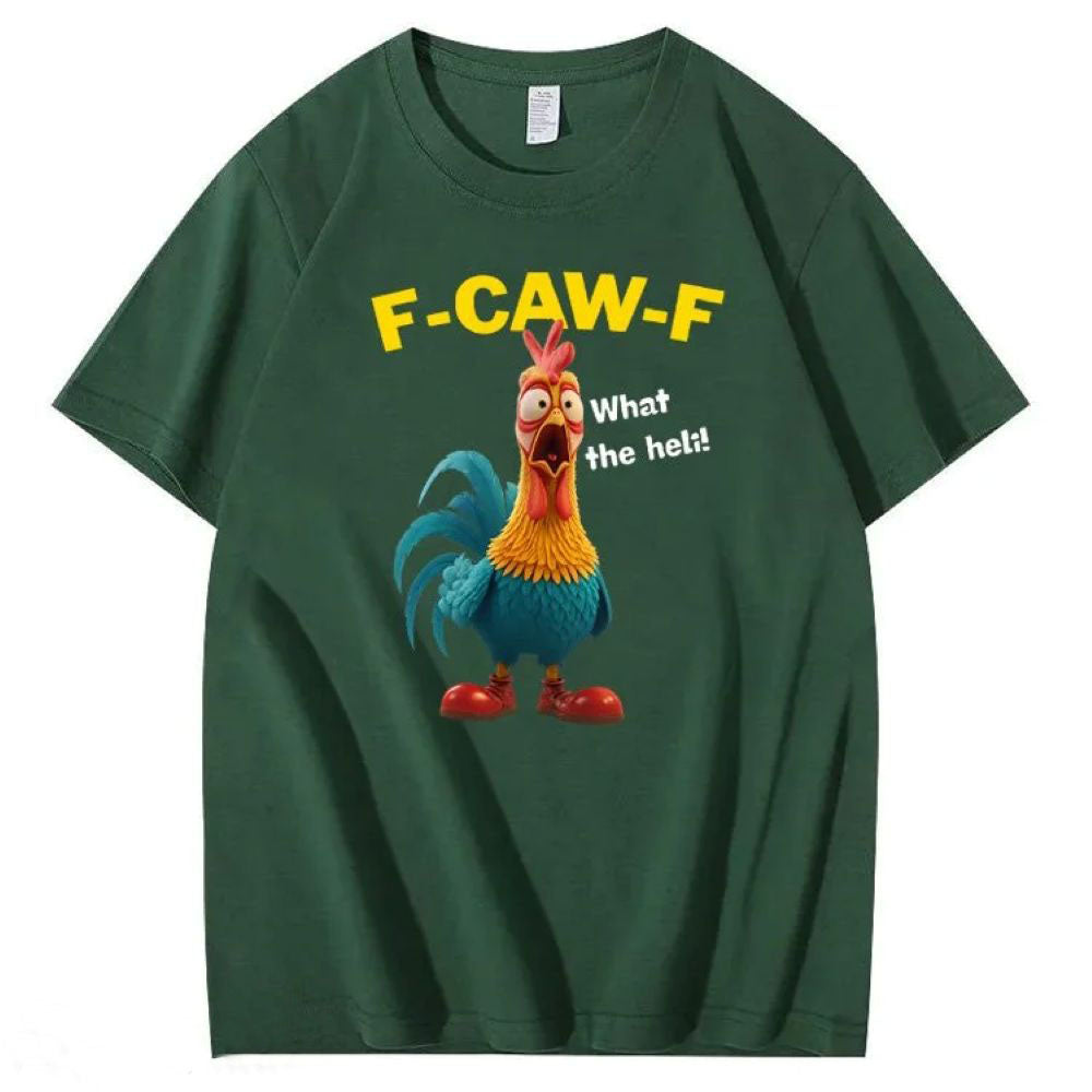 F-Caw-F What The Heli Crazy Chicken Pattern T-Shirt