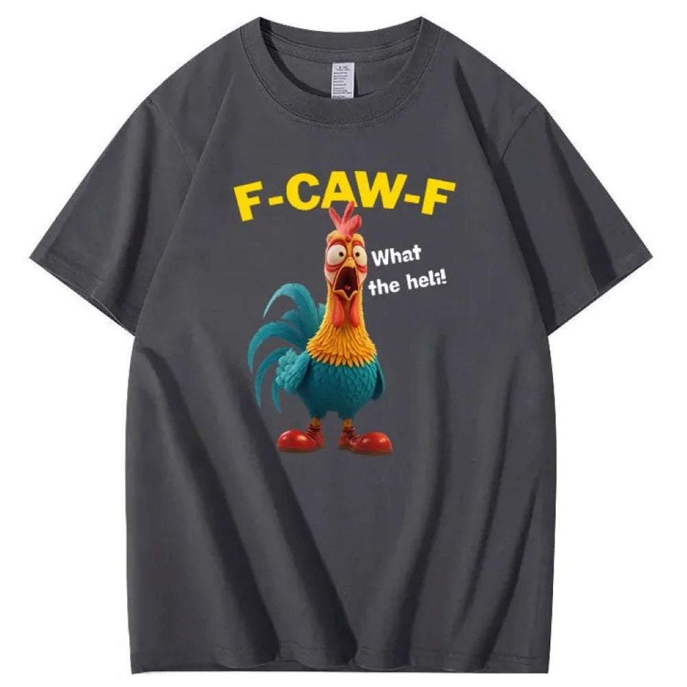 F-Caw-F What The Heli Crazy Chicken Pattern T-Shirt