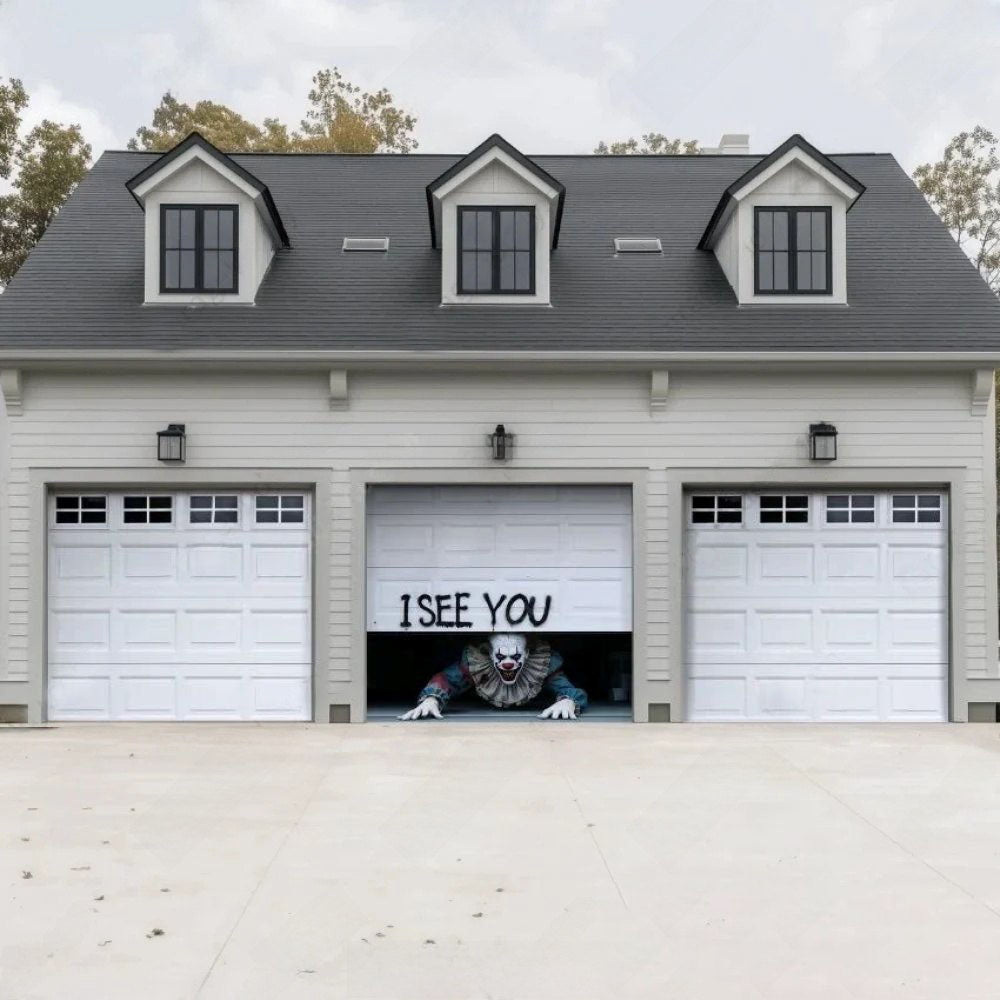 Peeking Clown Halloween Garage Door Covers D454