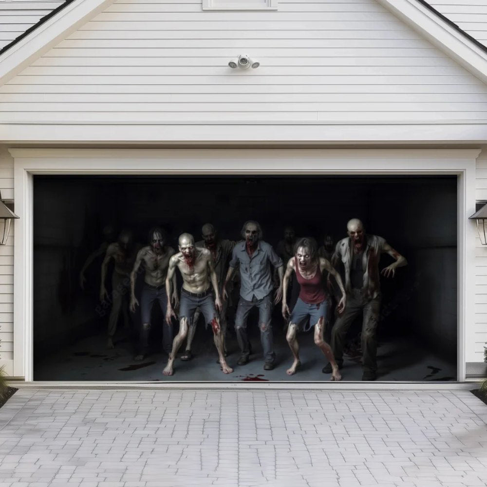 Zombie Invasion Halloween Garage Door Covers D456
