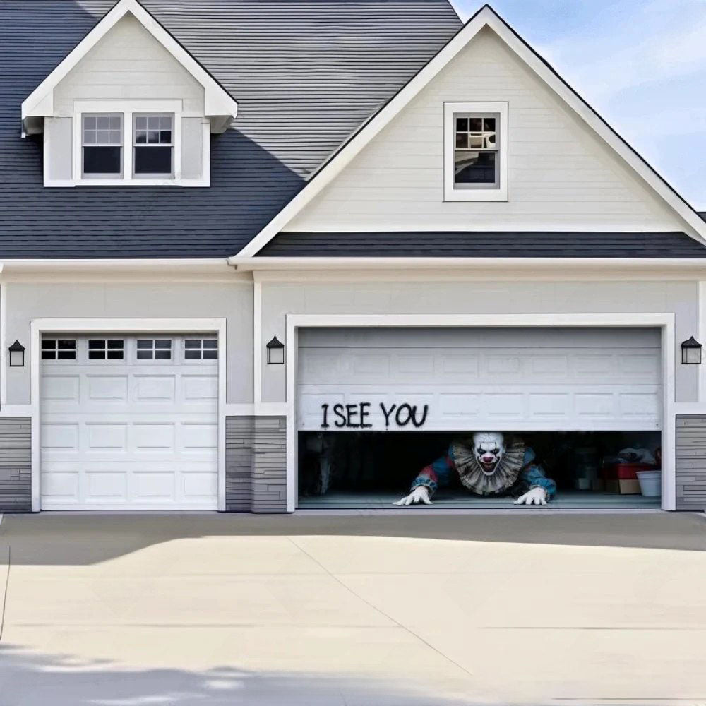 Peeking Clown Halloween Garage Door Covers D454