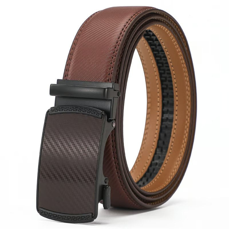 Leather Ratchet Belt With Adjustable Buckle