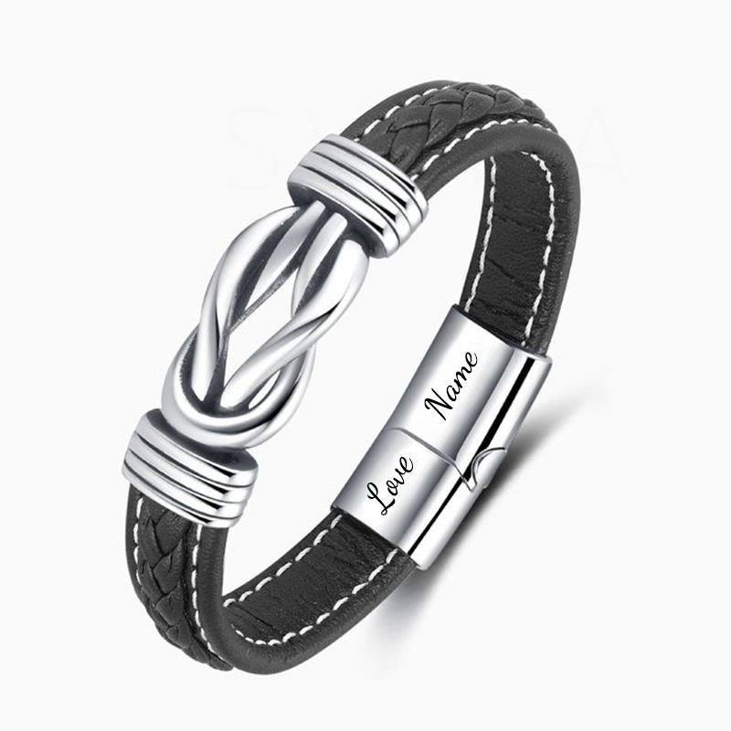 Forever Linked Together Braided Leather Bracelet - To My Love