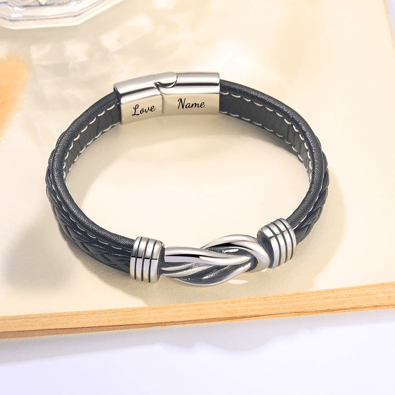 Forever Linked Together Braided Leather Bracelet - To My Love