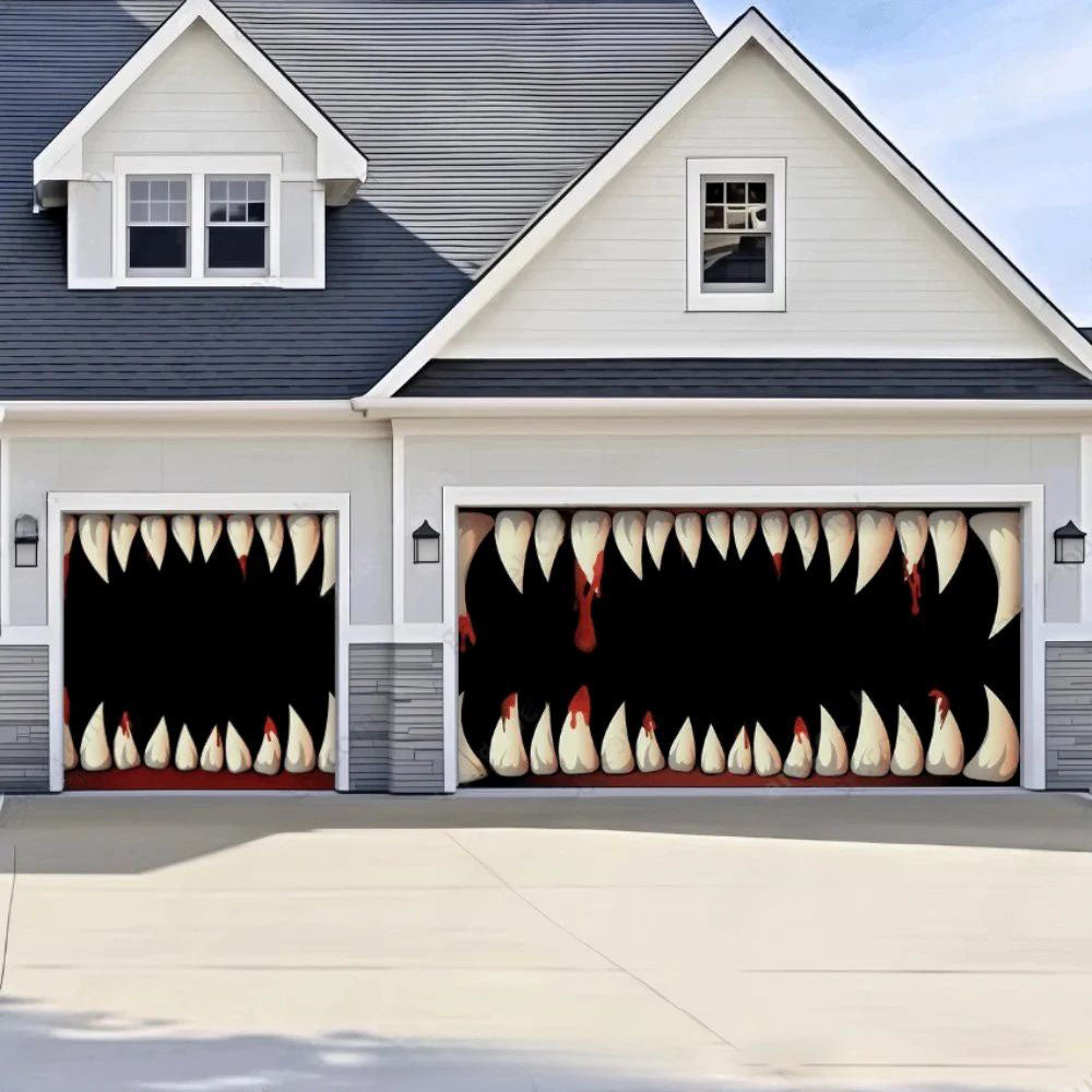 Monster Teeth Halloween Garage Door Covers HC003