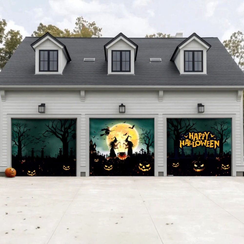 Graveyard Scene Halloween Garage Door Covers HC009