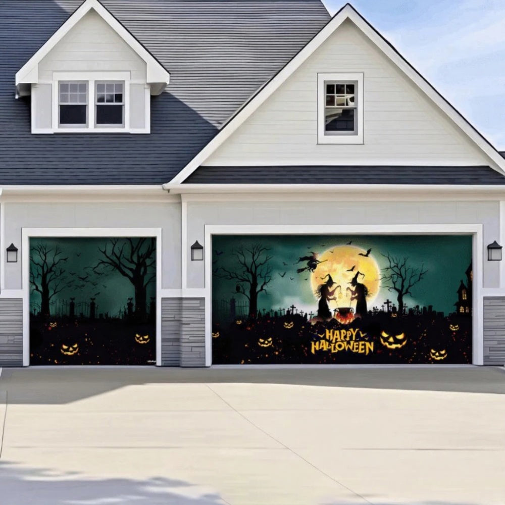 Graveyard Scene Halloween Garage Door Covers HC009