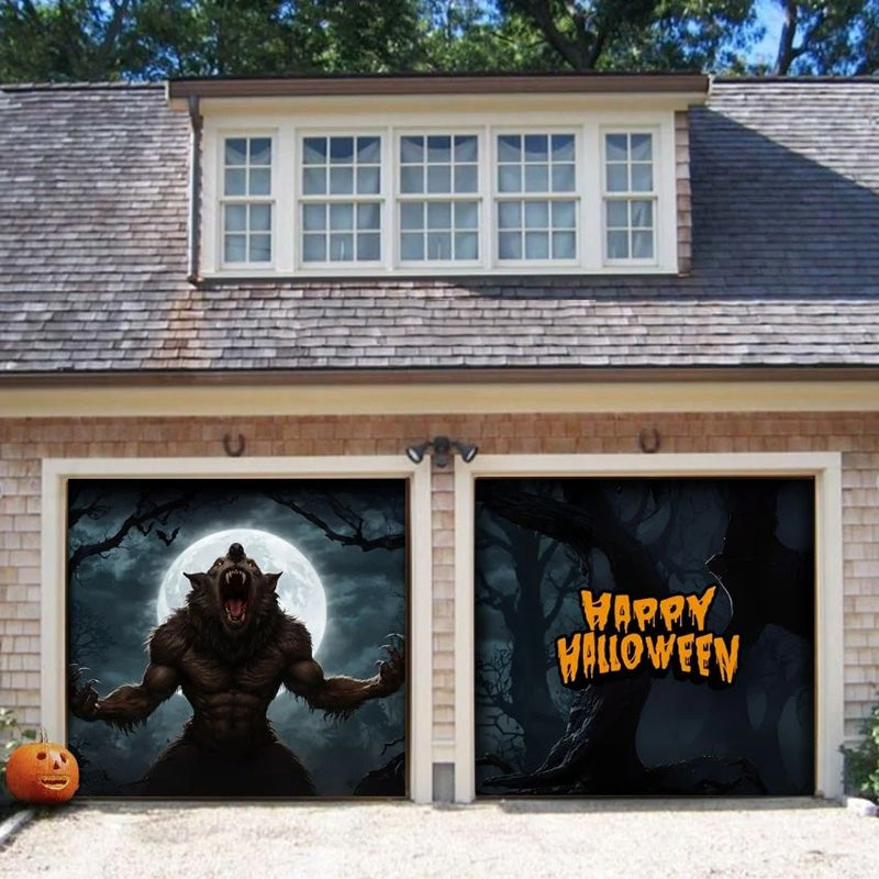 Werewolf Scene Halloween Garage Door Covers HC010