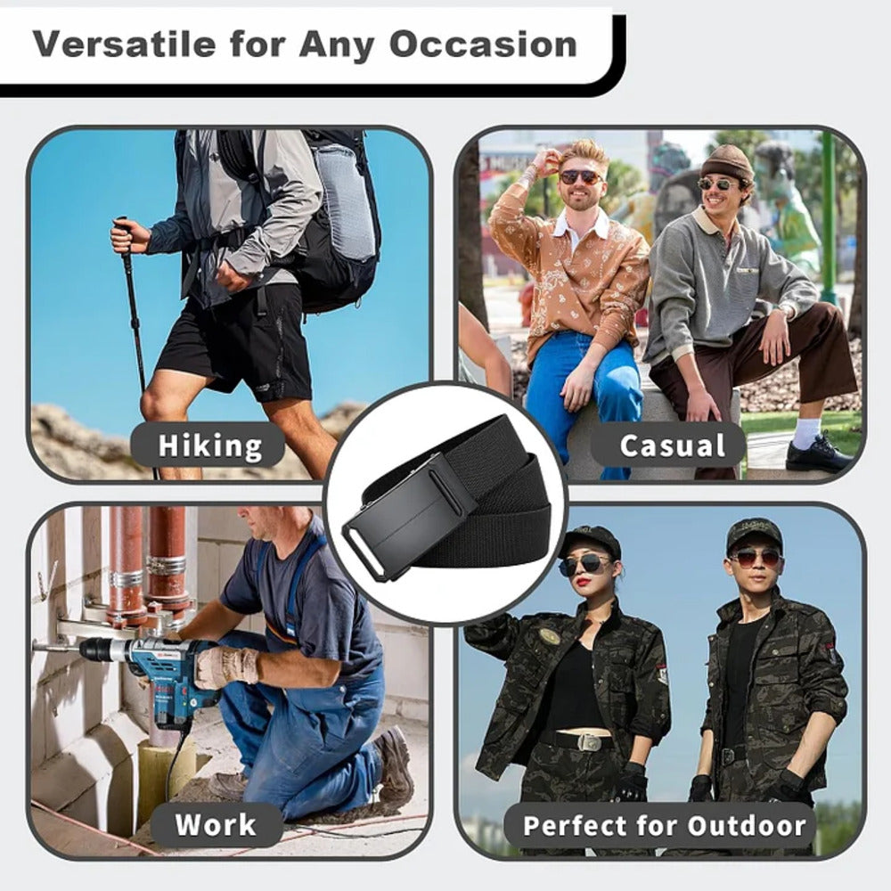 Stretch-Fit Tactical Belt – Ultra-Light Ratchet Web Belt for Outdoor, Work & EDC