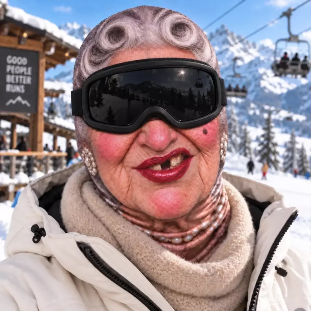 Front view of the Born for the Slopes ski mask
