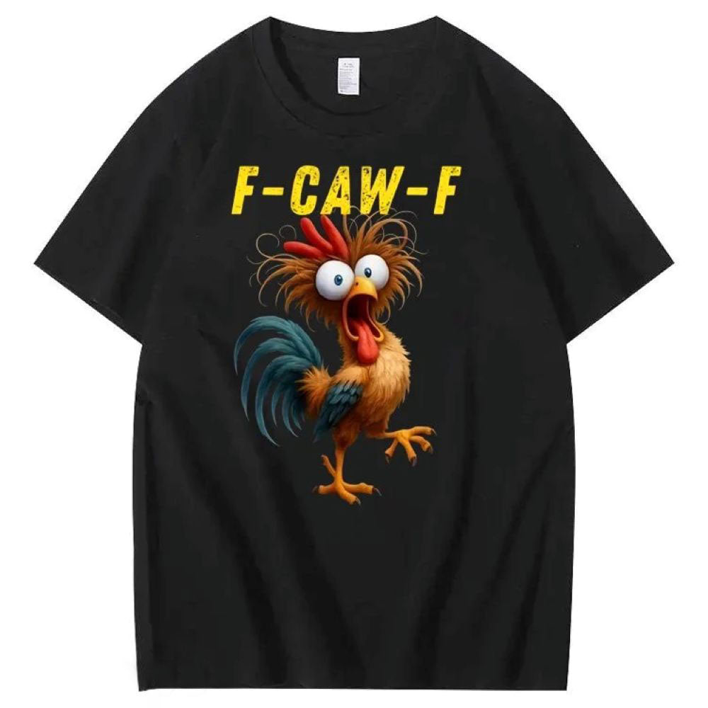 F-Caw-F Crazy Chicken Pattern T-Shirt