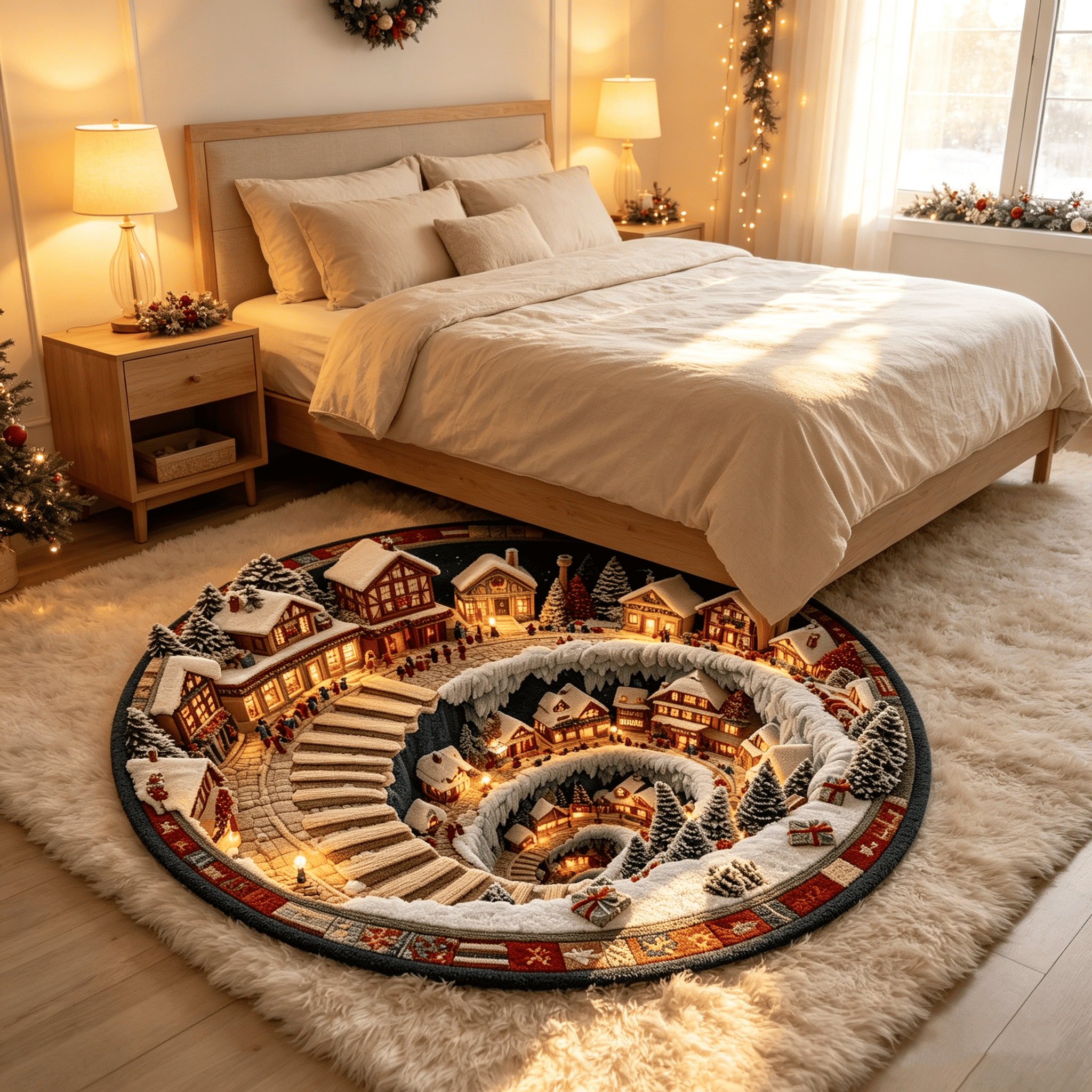 Christmas Village Round Rug