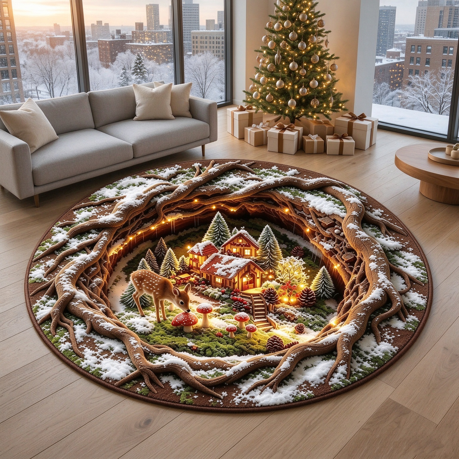 Forest Town Round Rug -J112