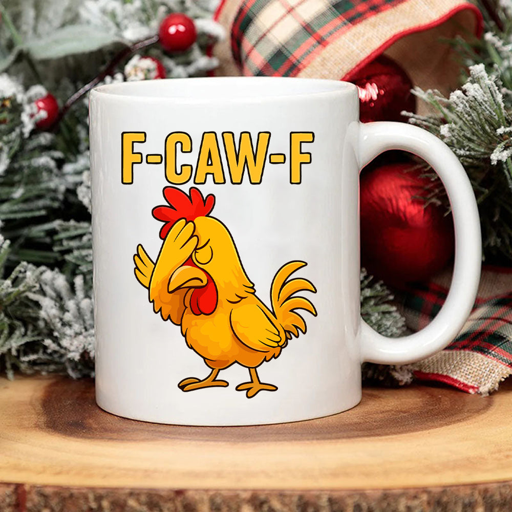 F-CAW-F Fun Face-Covering Rooster Coffee Mug