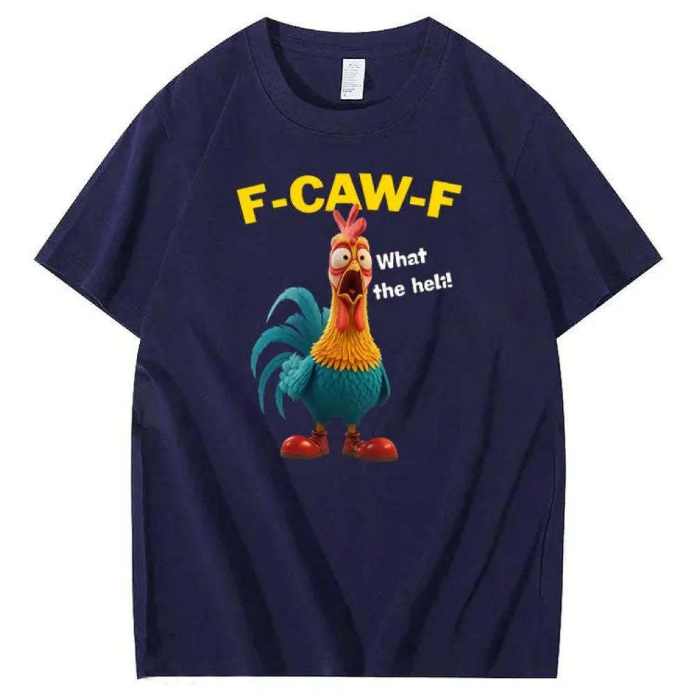 F-Caw-F What The Heli Crazy Chicken Pattern T-Shirt