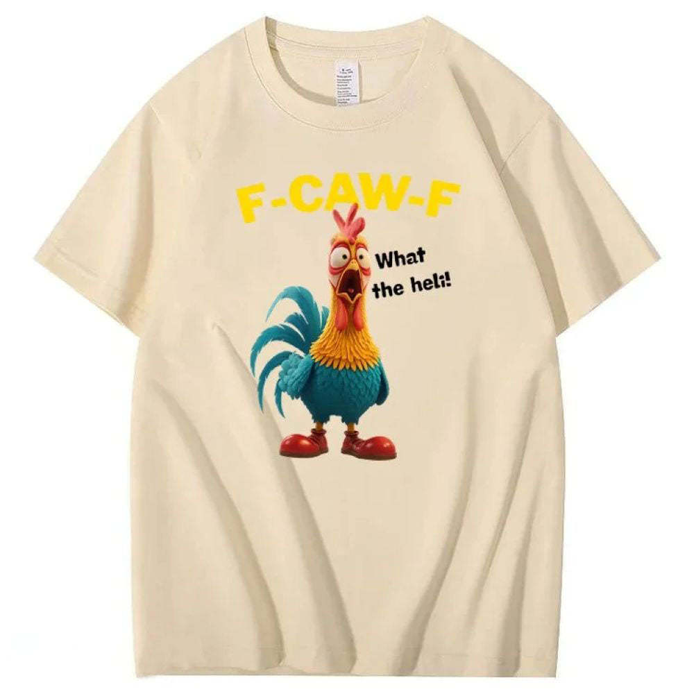 F-Caw-F What The Heli Crazy Chicken Pattern T-Shirt